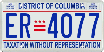 DC license plate ER4077