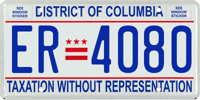 DC license plate ER4080