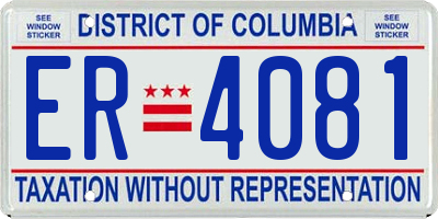 DC license plate ER4081