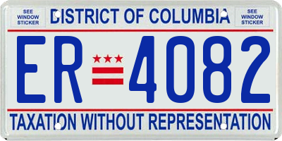 DC license plate ER4082