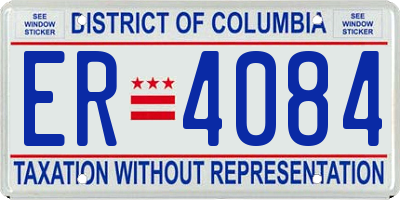 DC license plate ER4084