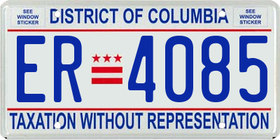 DC license plate ER4085