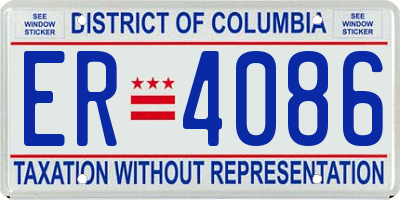 DC license plate ER4086
