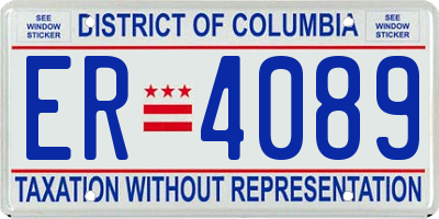 DC license plate ER4089