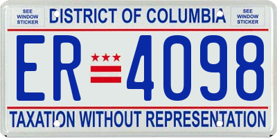 DC license plate ER4098