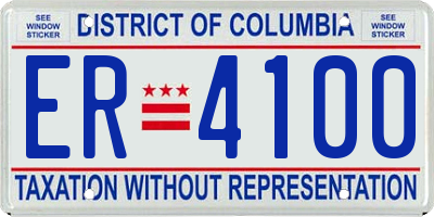 DC license plate ER4100