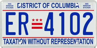 DC license plate ER4102