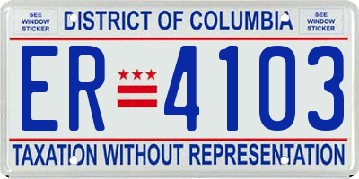 DC license plate ER4103