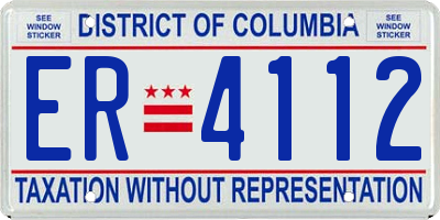 DC license plate ER4112