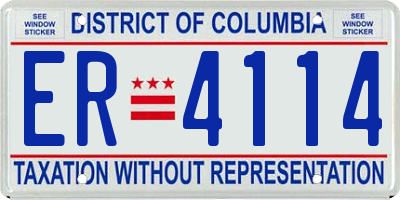 DC license plate ER4114
