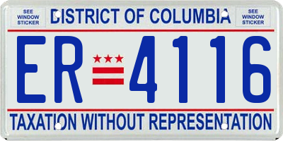 DC license plate ER4116