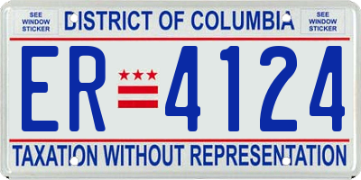 DC license plate ER4124