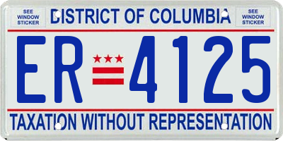 DC license plate ER4125