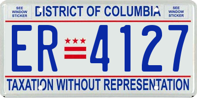 DC license plate ER4127
