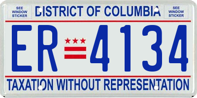 DC license plate ER4134