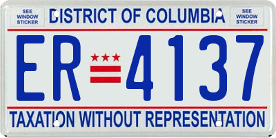 DC license plate ER4137