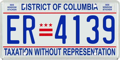 DC license plate ER4139
