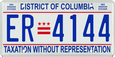 DC license plate ER4144