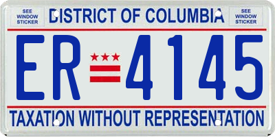 DC license plate ER4145