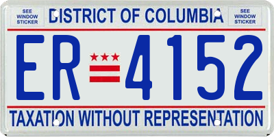 DC license plate ER4152