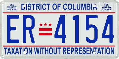 DC license plate ER4154