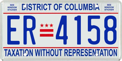 DC license plate ER4158