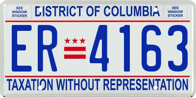 DC license plate ER4163