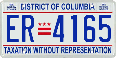 DC license plate ER4165