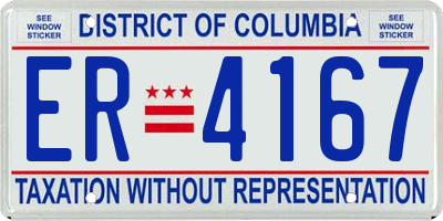 DC license plate ER4167