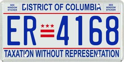 DC license plate ER4168