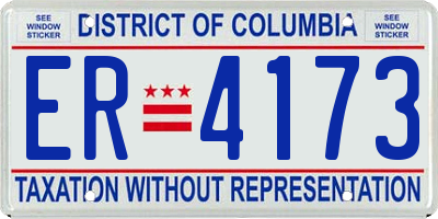 DC license plate ER4173