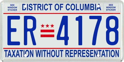 DC license plate ER4178