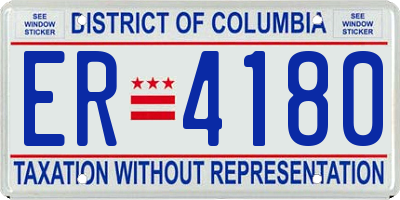 DC license plate ER4180