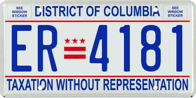 DC license plate ER4181