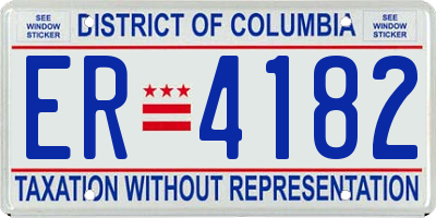 DC license plate ER4182