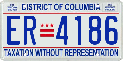 DC license plate ER4186