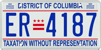 DC license plate ER4187