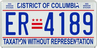 DC license plate ER4189