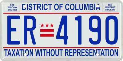 DC license plate ER4190