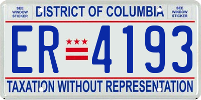 DC license plate ER4193