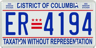 DC license plate ER4194