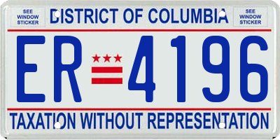 DC license plate ER4196
