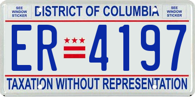 DC license plate ER4197