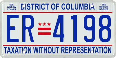 DC license plate ER4198