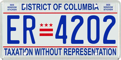 DC license plate ER4202