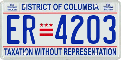 DC license plate ER4203