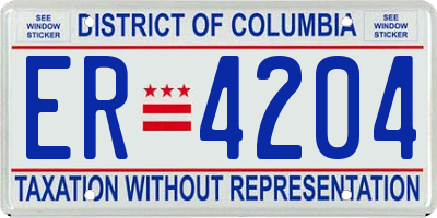 DC license plate ER4204