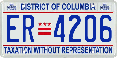 DC license plate ER4206