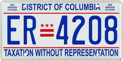DC license plate ER4208
