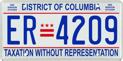 DC license plate ER4209